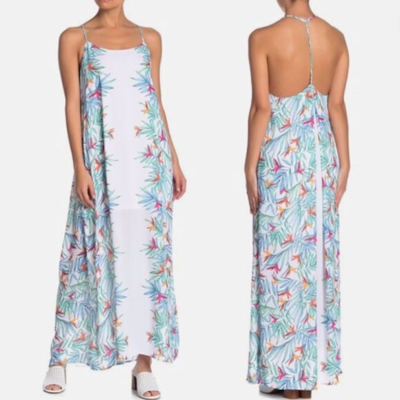 Show Me Your Mumu Womens Maxi Dress XS Tropical Palm Party T-Rex T Strap pre-own - Picture 1 of 8
